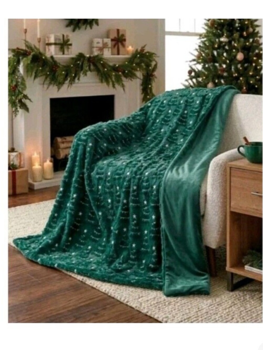 Northwest Holiday Embroidered Faux Fur Throw 60" X 70", C